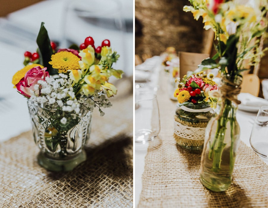 décoration de table-mariage-été-fleurs-pas cher-bohème