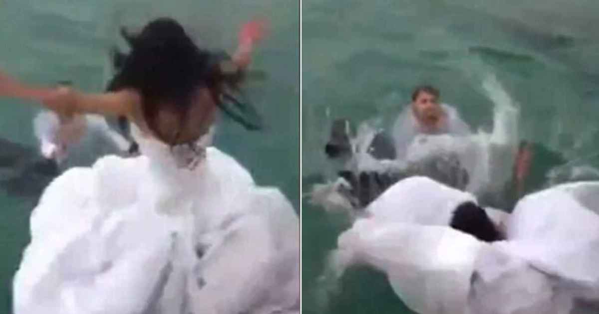 La dangereuse plongée virale d'une mariée qui a failli se terminer en tragédie : "Mariage et funérailles deux en un"