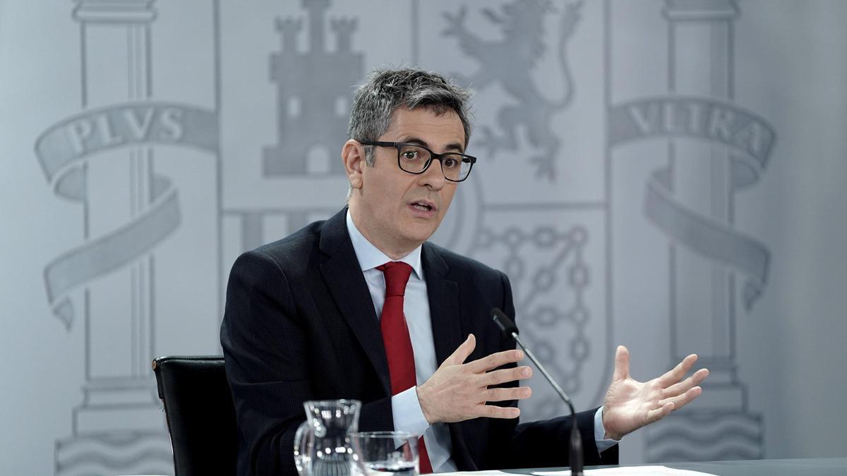 Félix Bolaños durante la rueda de prensa posterior al Consejo de Ministros.