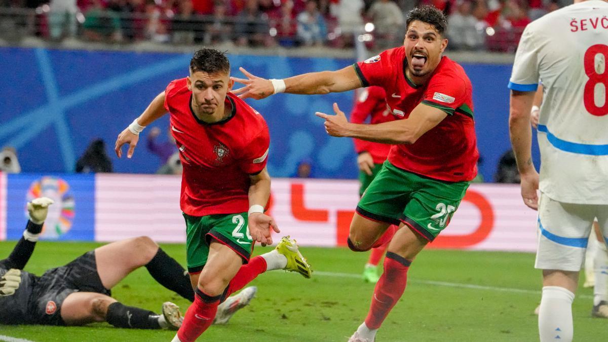 Conceição celebrando el 2-1 ante República Checa.