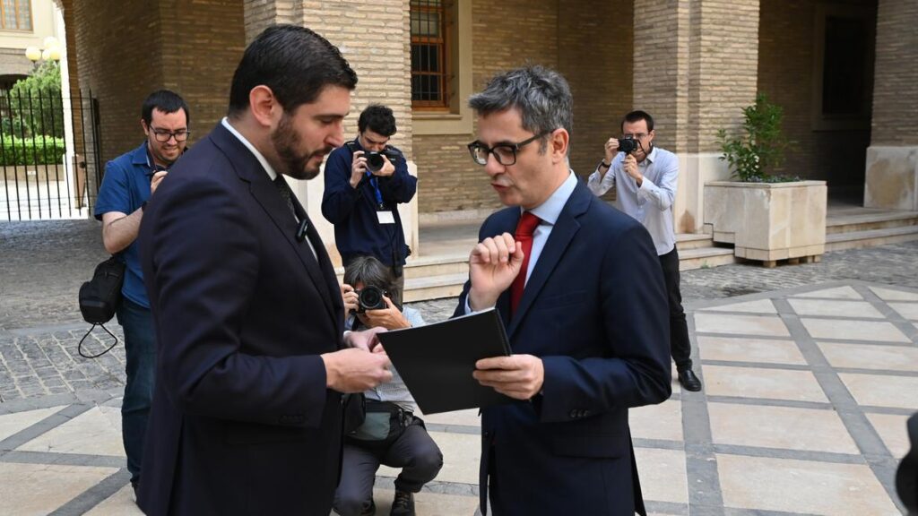 Alejandro Nolasco y Félix Bolaños, este jueves en Zaragoza.