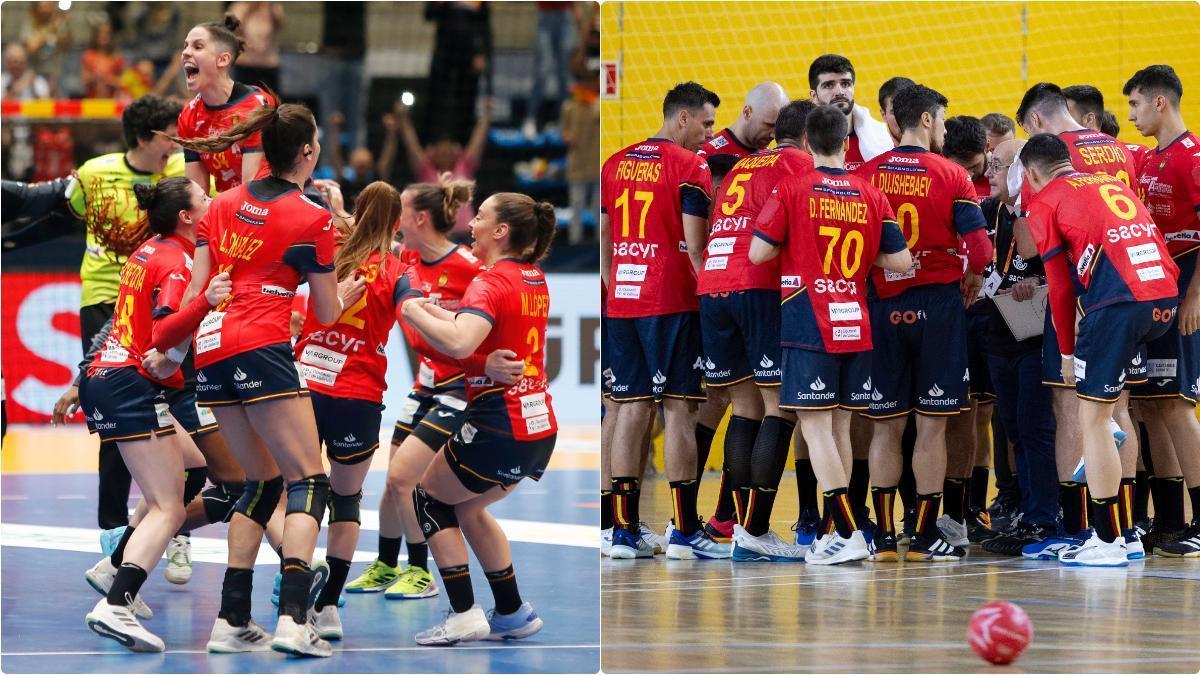 La selección femenina y masculina española de balonmano.