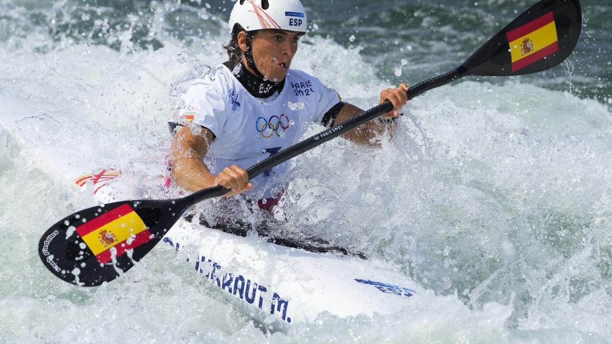 Maialen Chourraut durante la semifinal del K-1 eslalon.
