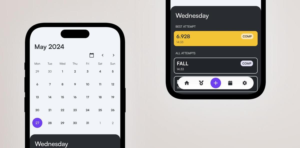 Calendrier intégré pour enregistrer les tentatives