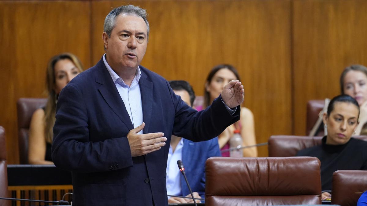 El secretario general del PSOE A, Juan Espadas, interviene en la segunda jornada del Pleno del Parlamento andaluz