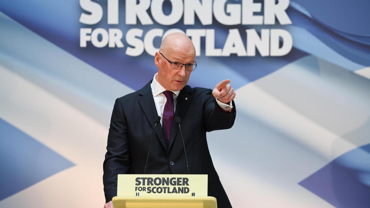 El líder del Partido Nacionalista Escocés (SNP), John Swinney, durante el discurso de aceptación como nuevo líder de la formación, el pasado 6 de mayo en Glasgow.