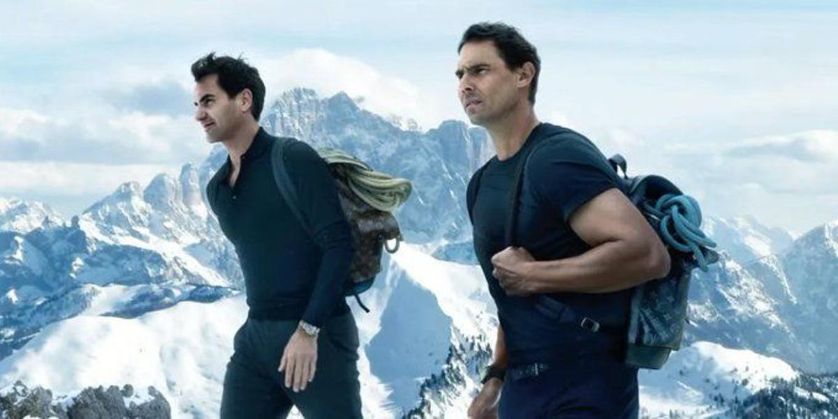 Federer et Nadal, lors d'une annonce dans les Alpes il y a quelques semaines.