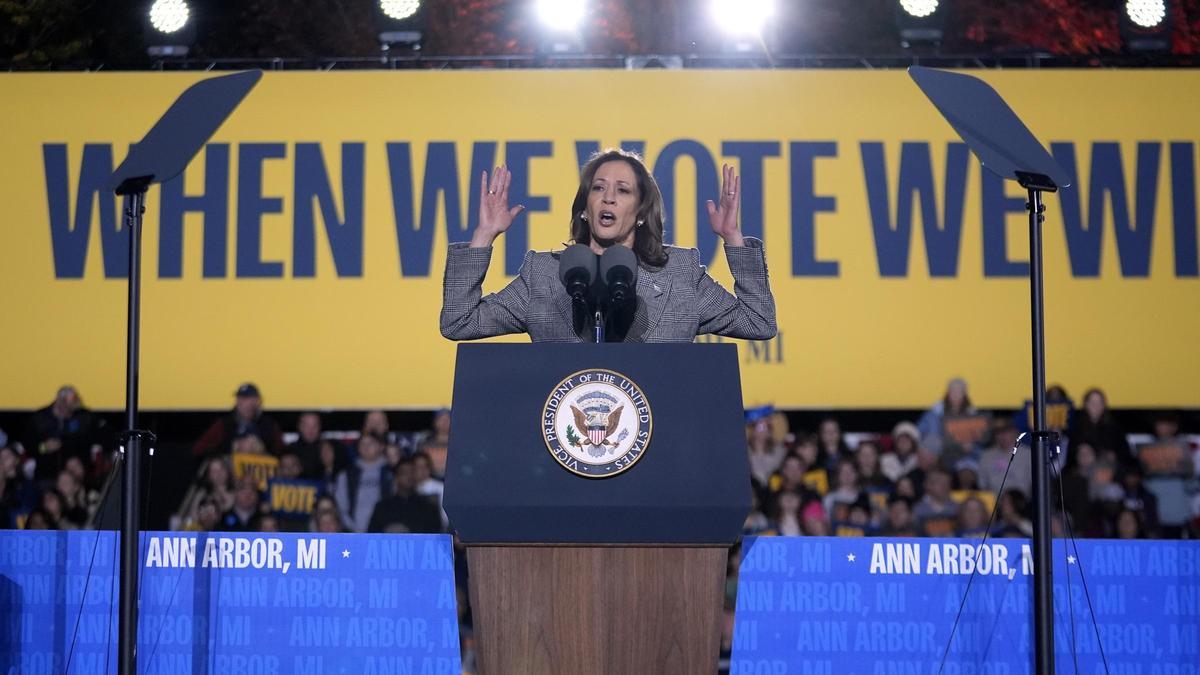 Kamala Harris, durante un mitin en la campaña de las elecciones de EEUU.
