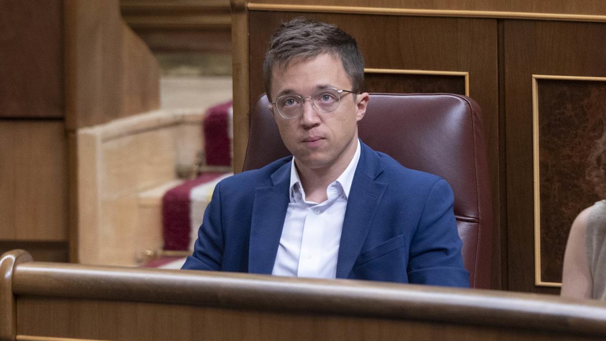 El diputado de Sumar, Iñigo Errejón, durante una sesión de control al Gobierno.