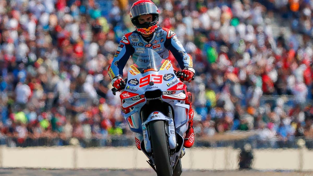 Marc Márquez, sobre su Ducati.