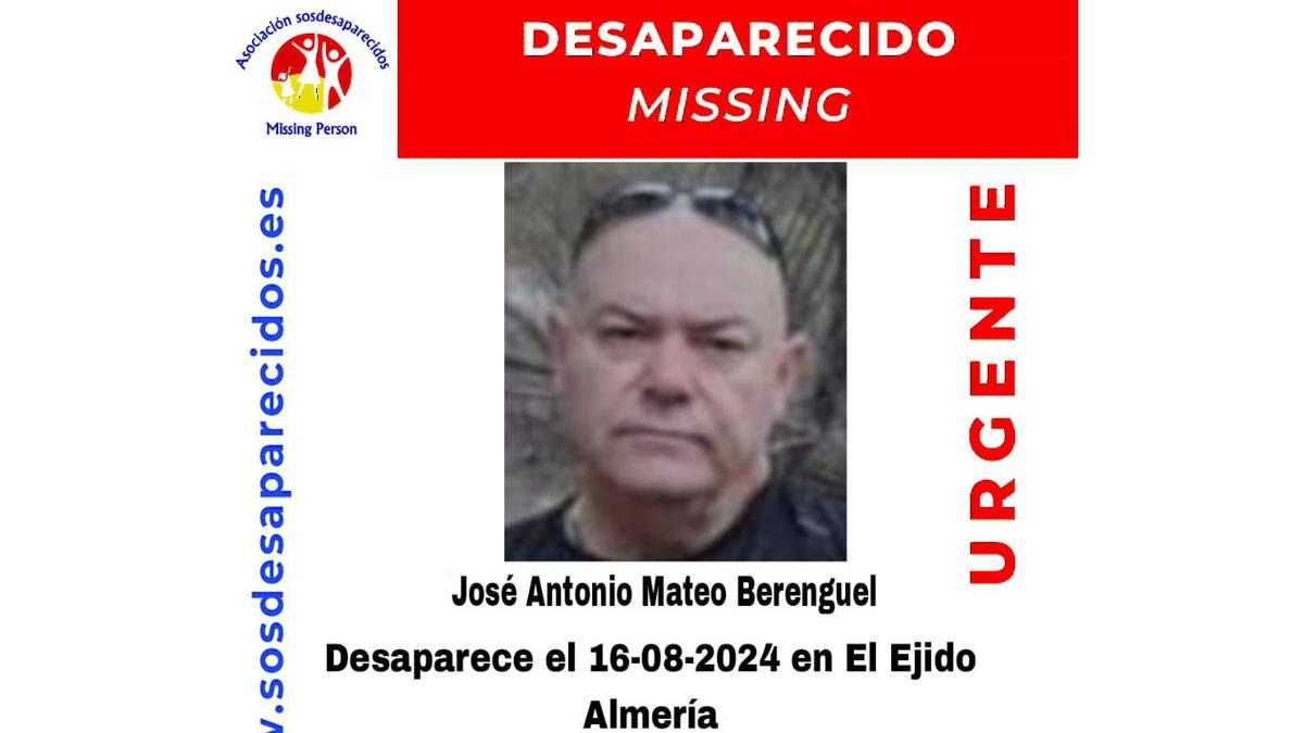 José Antonio desapareció el día 18 de agosto en Santa María del Águila (Almería)