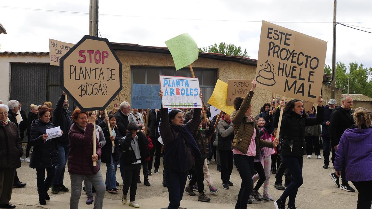 Vega de Tera durante una de sus manifestaciones en contra la planta de biogás