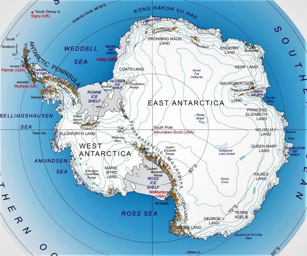 Carte de l'Antarctique