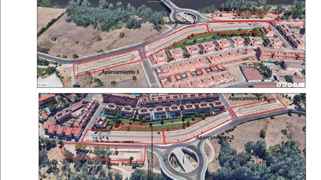 Plano de los aparcamientos de los Pelambres.
