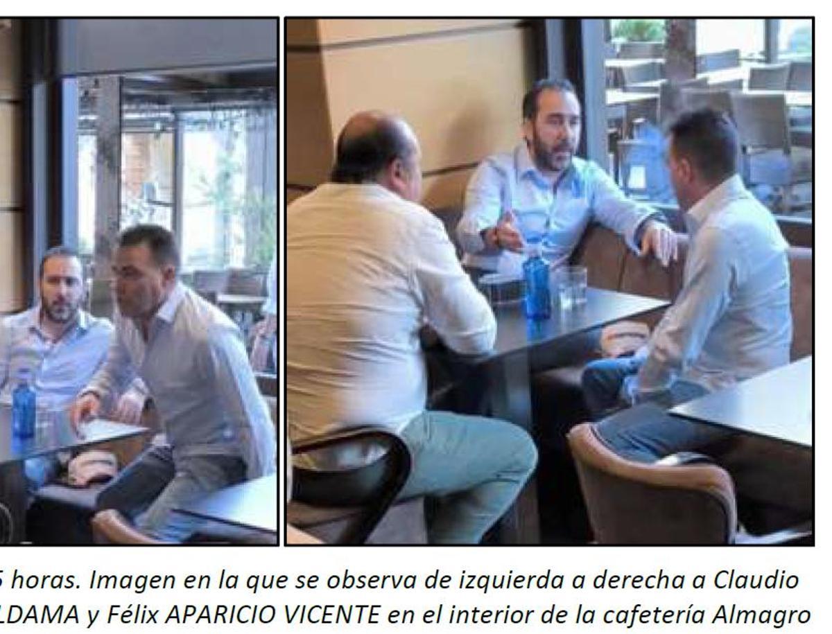 Aldama, Aparicio et Rivas dans les images incluses dans un rapport UCO