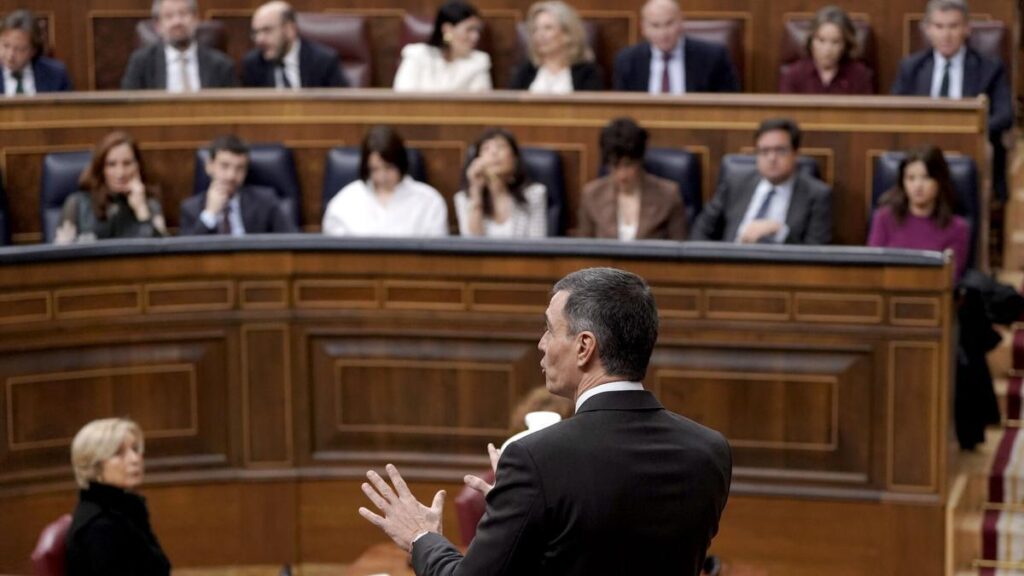 El presidente del Gobierno, Pedro Sánchez, durante la última sesión de control al Gobierno en el Congreso.