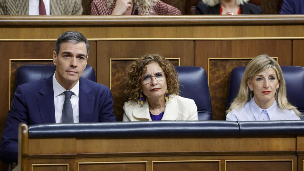 Sánchez, Montero y Díaz, este miércoles en el Congreso.