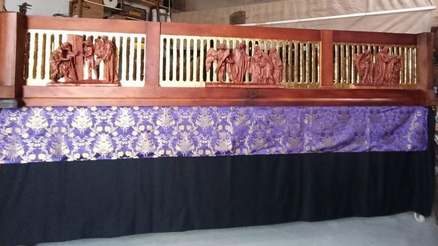Aspecto de la mesa nueva para procesionar a hombros el paso.
