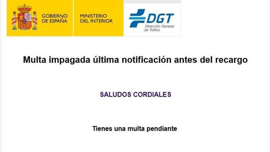 Correo electrónico que es una estafa.