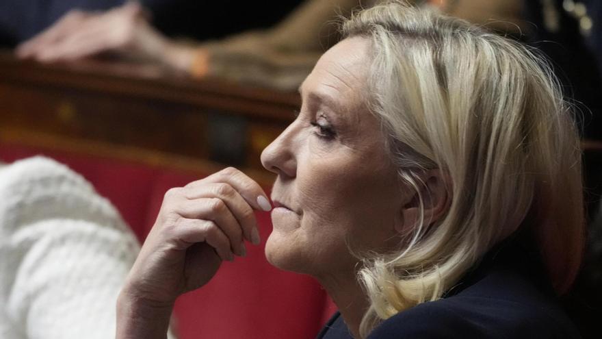 La líder de Reagrupación Nacional, Marine Le Pen, este martes en la Asamblea Nacional.