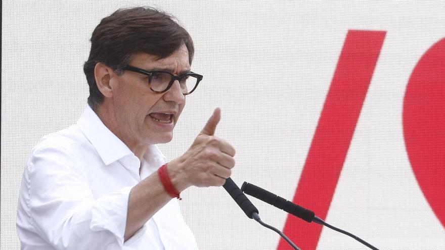 El president de la Generalitat de Catalunya, Salvador Illa, en el acto del PSC este viernes para celebrar los dos primeros años de mandato municipal desde las elecciones locales de 2023.