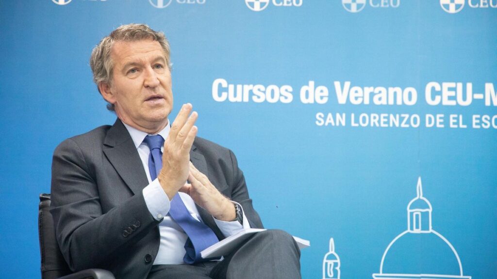 El presidente del Partido Popular, Alberto Núñez Feijóo, este miércoles, en El Escorial (Madrid).