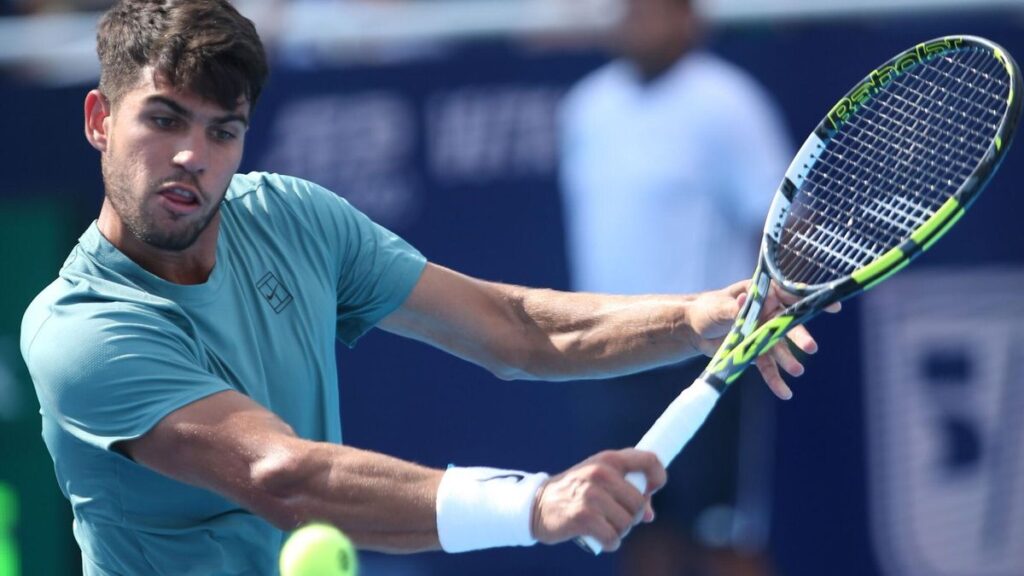 Carlos Alcaraz of Spain, durante su duelo ante Andrey Rublev en el Masters de Cincinnati.