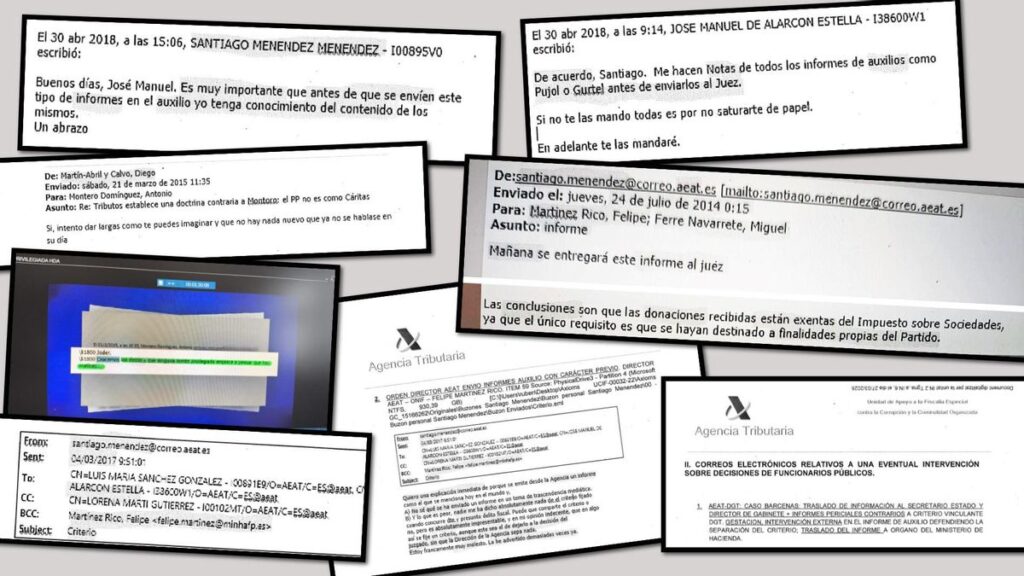 Correos internos dentro de la Agencia Tributaria, cuyo director era Santiago Menéndez