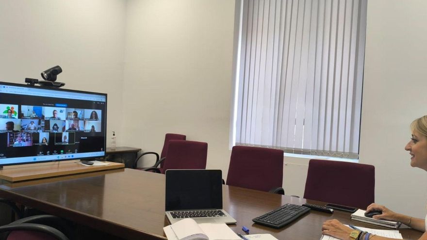 Imagen de la videoconferencia con Cepaim, Murcia Acoge, Cruz Roja, Cáritas, Accem, UGT y CC OO.