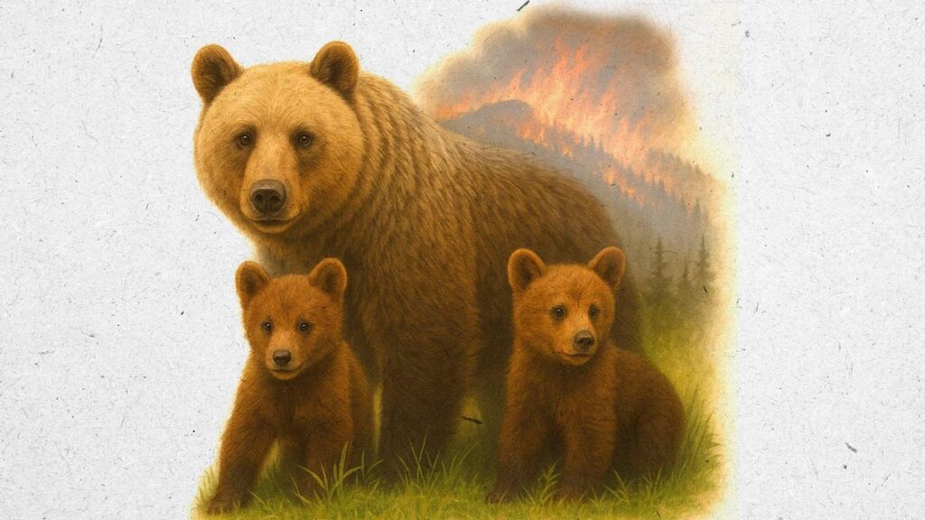 El fuego amenaza el futuro del oso.
