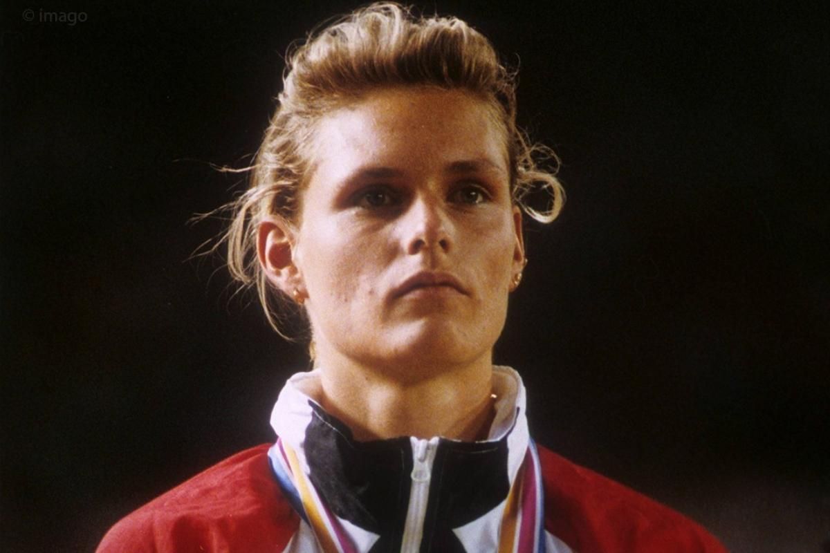 Katrin Krabbe, sur le podium des Coupes du monde de 1991