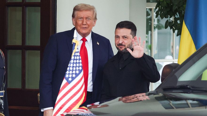 18/08/2025 El presidente de Estados Unidos, Donald Trump, recibe al ucraniano Volodímir Zelenski