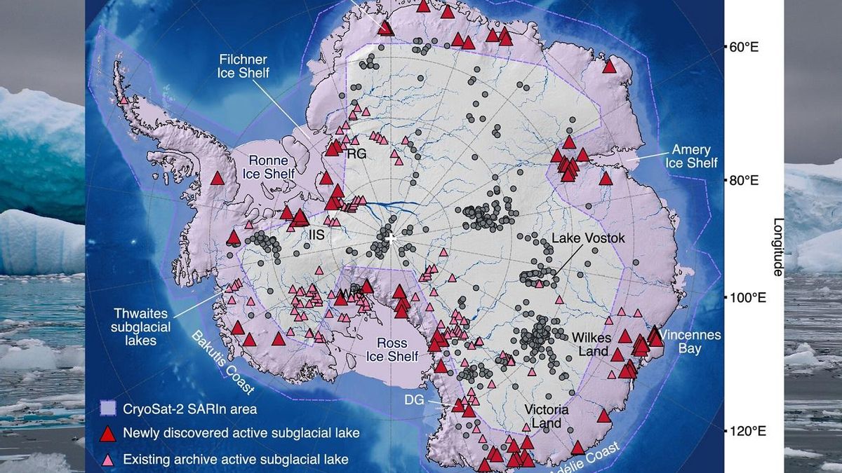 Los triángulos rojos indican los nuevos lagos encontrados