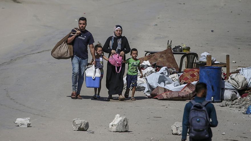 Palestinos desplazados en la Franja de Gaza.