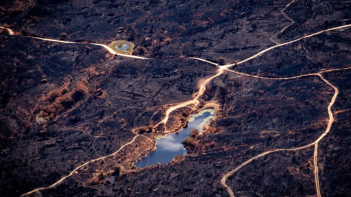 Así se ven las zonas afectadas por los grandes incendios desde el aire