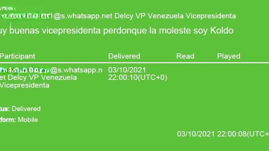 Chat de Delcy Rodríguez con Koldo García