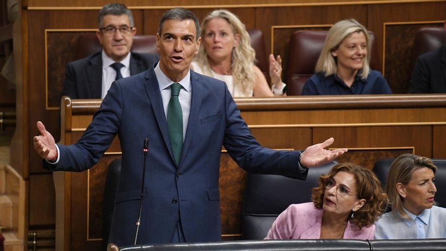 El presidente del Gobierno, Pedro Sánchez, durante una sesión de control al Gobierno.