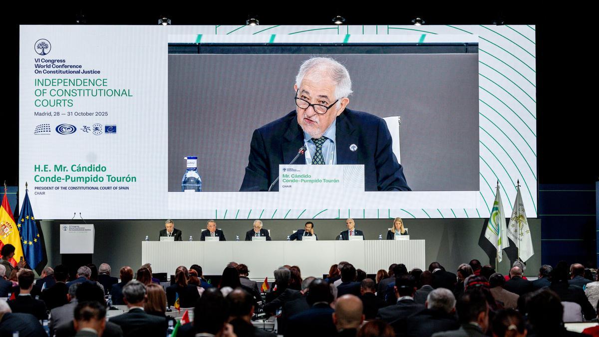 El presidente del Tribunal Constitucional, Cándido Conde-Pumpido, en la VI Conferencia Mundial de Justicia Constitucional.