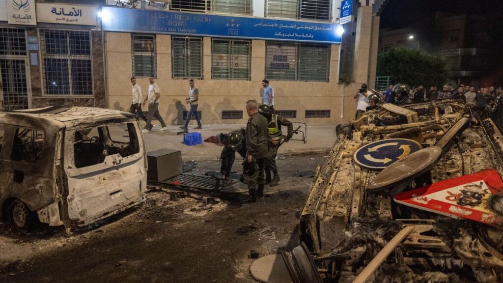 Una imagen de los disturbios en la ciudad de Salé.