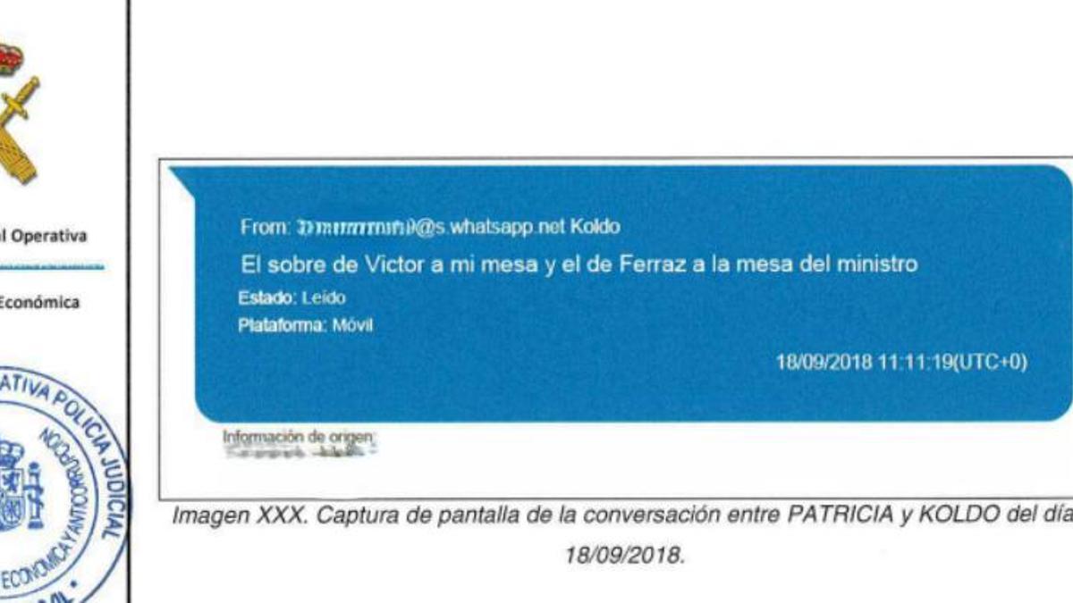 Pantallazo de un mensaje de Koldo García