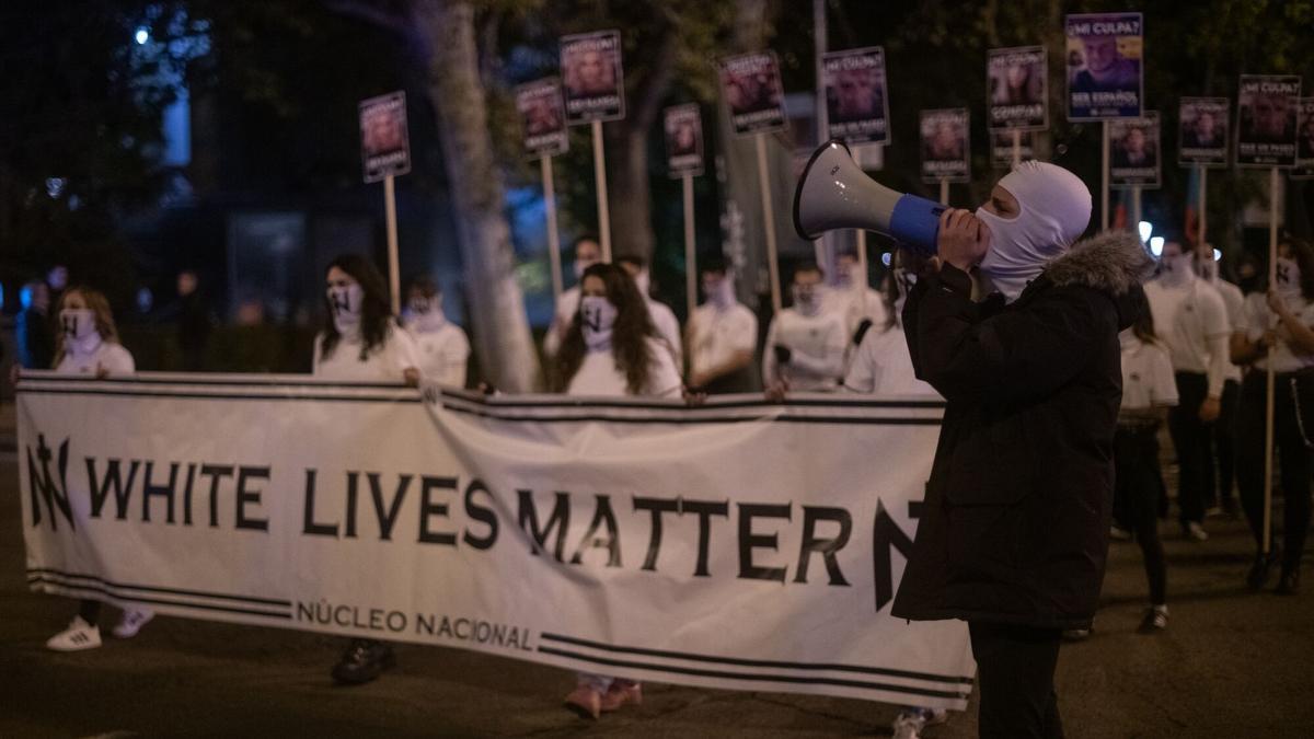 Manifestación nacionalista, a 8 de noviembre de 2025, en Madrid.