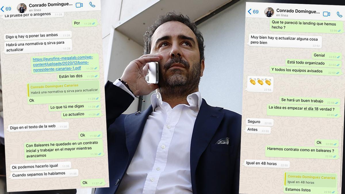 Messages sur l'affaire des masques entre VÍctor de Aldama et le directeur du Service de santé des Canaries de l'époque, Conrado Domínguez