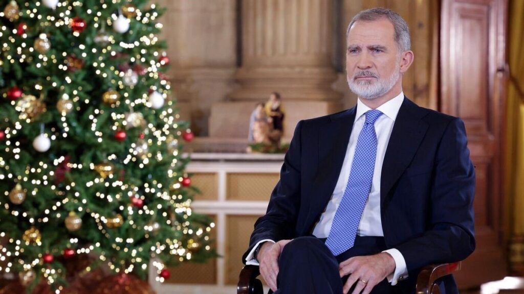 El rey Felipe VI durante el tradicional Mensaje de Navidad en el Palacio Real.