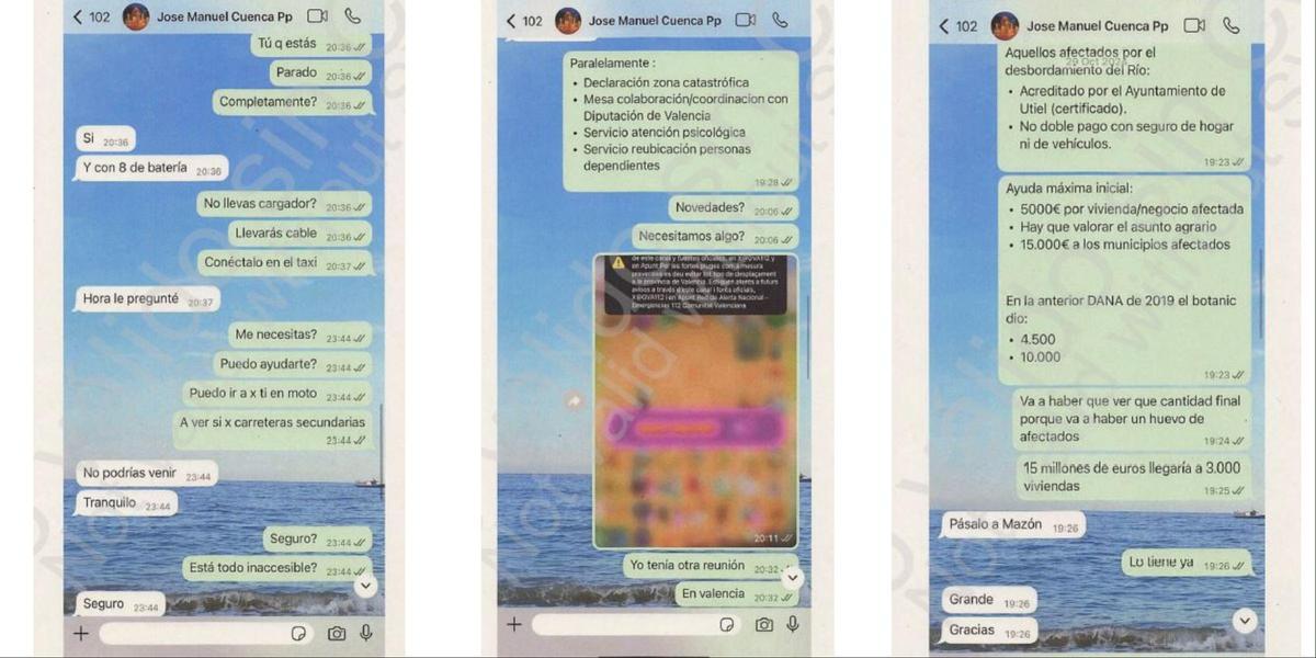 Captures d'écran de la conversation entre Cayetano García et José Manuel Cuenta le jour de la dana.