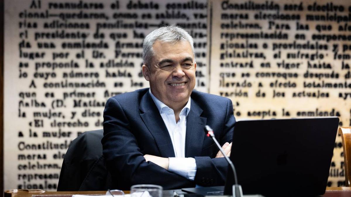 Santos Cerdán en una comparencia en el Senado, tras su salida de prisión.