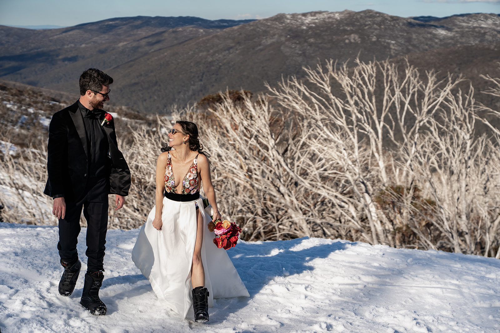 Mariage Thredbo | Célébration du snowboard d'Amelia et Pete